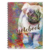 Mops Colorful Sketch Notebook Notizblock (Vorderseite)