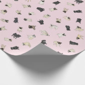 Mops Confetti - Blassrosa Geschenkpapier (Ecke)