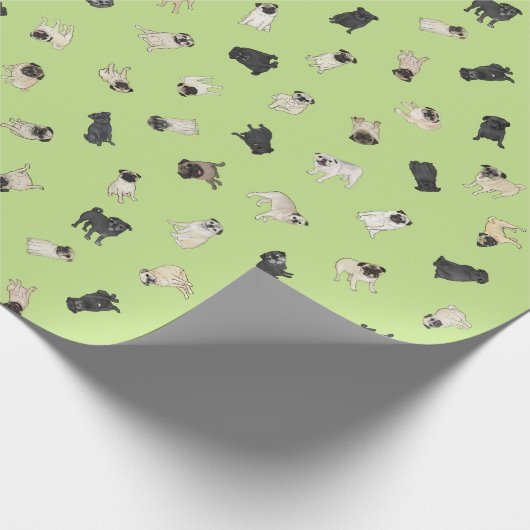 Mops Confetti - Frühlingsgrüne Rolle Geschenkpapier (Ecke)