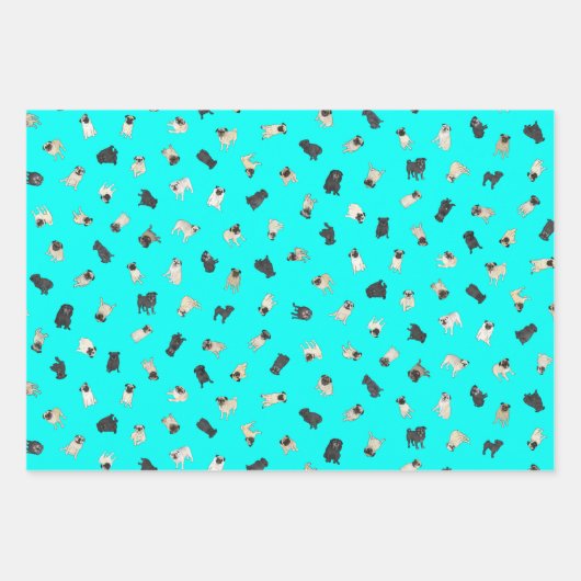 Mops Confetti - Kaugummi pink, türkis, grün Geschenkpapier Set (Vorderseite 2)