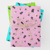 Mops Confetti - Kaugummi pink, türkis, grün  Geschenkpapier Set (Beispiel)