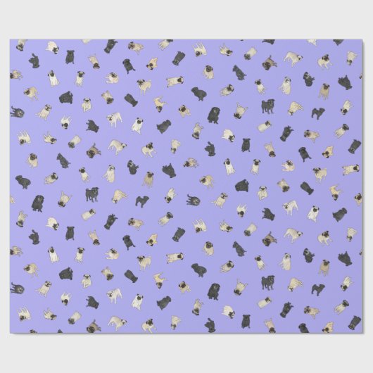 Mops Confetti - lila Rolle Geschenkpapier (Flach)