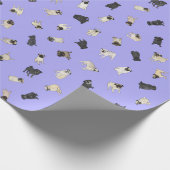 Mops Confetti - lila Rolle Geschenkpapier (Ecke)