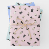 Mops Confetti - Rosa, Blau, Minzaqua Geschenkpapier Set (Beispiel)