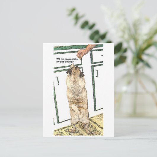 Mops Cookie Hintern Postkarte (Stehend Vorderseite)