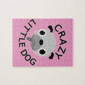 Mops Crazy kleiner Hund auf rosa Puzzle (Horizontal)