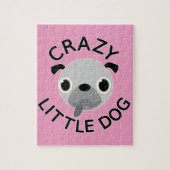 Mops Crazy kleiner Hund auf rosa Puzzle (Vertikal)