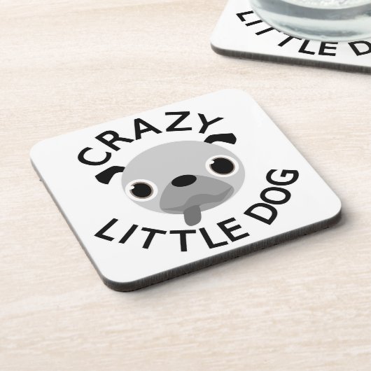 Mops Crazy Little Dog Getränkeuntersetzer (Linke Seite)