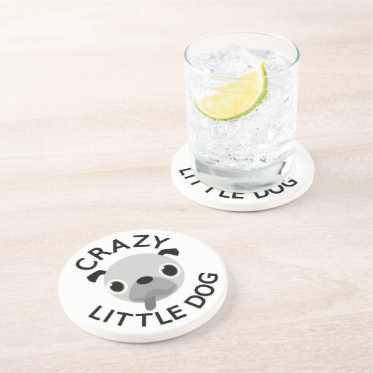 Mops Crazy Little Dog Getränkeuntersetzer (Seite)