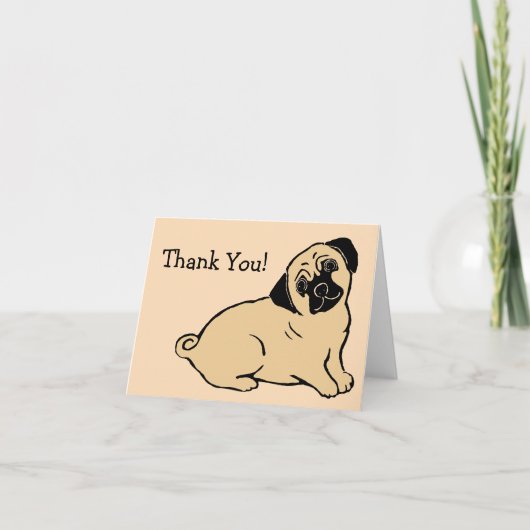 Mops Creme Vielen Dank Note Card Dankeskarte (Vorderseite)
