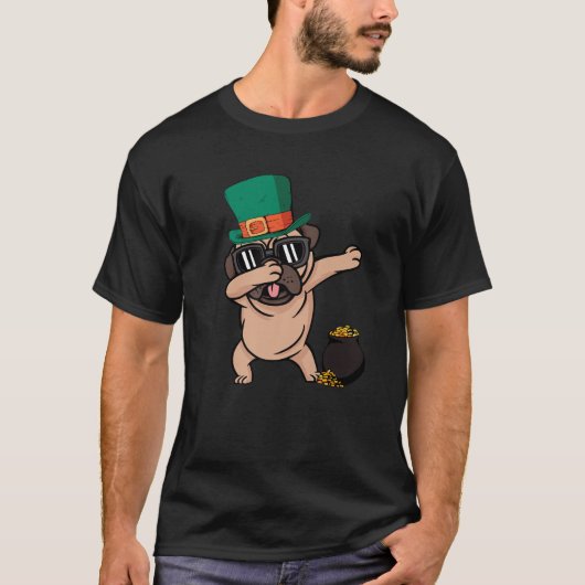 Mops Dabbing Dog St Patricks Day Funny Mops Dog - T-Shirt (Vorderseite)