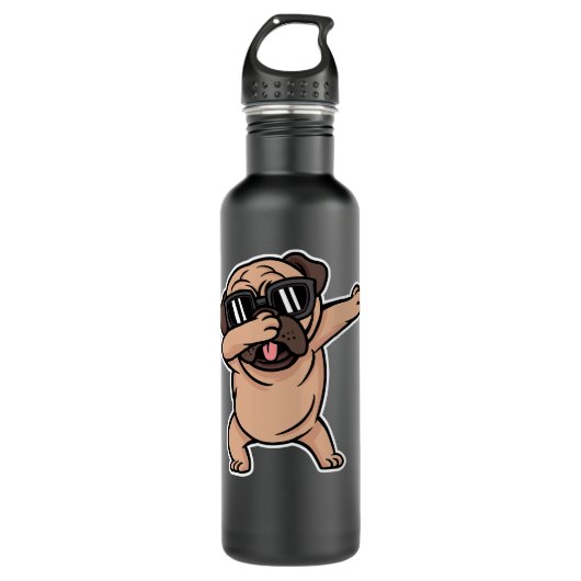 Mops Dabbing Mops Dog Niedlich Welpe Dab 399 Edelstahlflasche (Vorderseite)