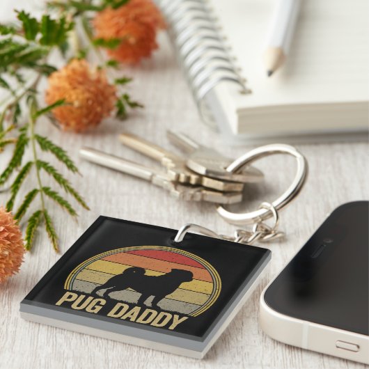 Mops Daddy Funny Mops Vater Schlüsselanhänger (Vorderseite rechts)