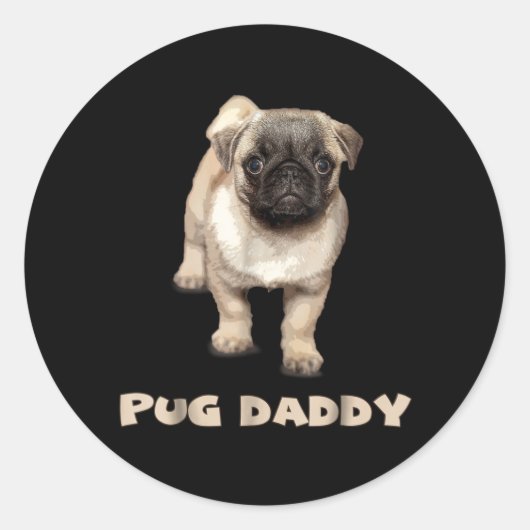 Mops Daddy Lover Gift Funny Runder Aufkleber (Vorderseite)