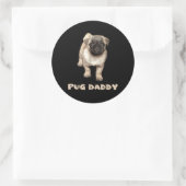 Mops Daddy Lover Gift Funny Runder Aufkleber (Tasche)