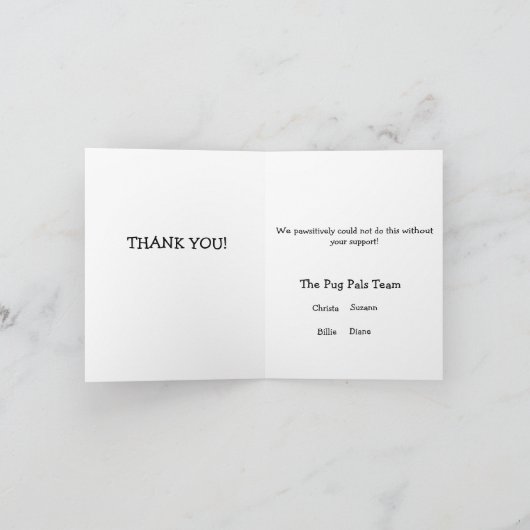 Mops danken Ihnen Dankeskarte (Innenseite)