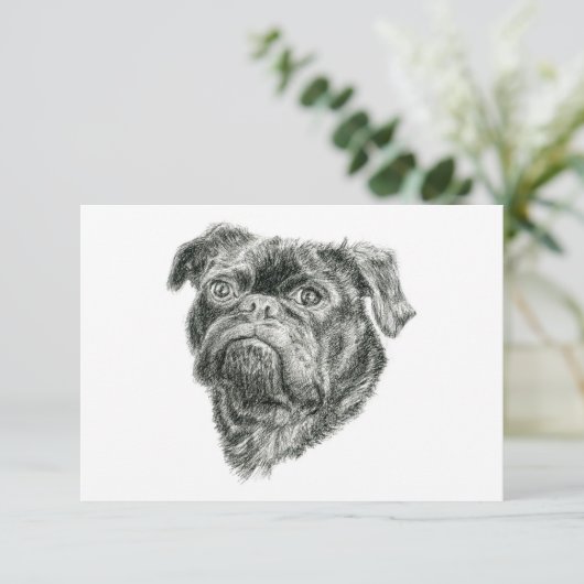 Mops Dankeskarte (Stehend Vorderseite)
