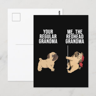 Mops deine reguläre Oma ich die rothaarige Oma Postkarte