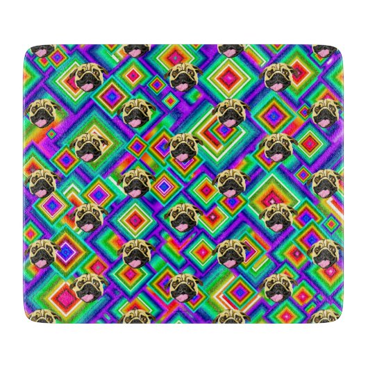 Mops-dekoratives hackendes Glasbrett 6" x 7" Schneidebrett (Vorderseite)