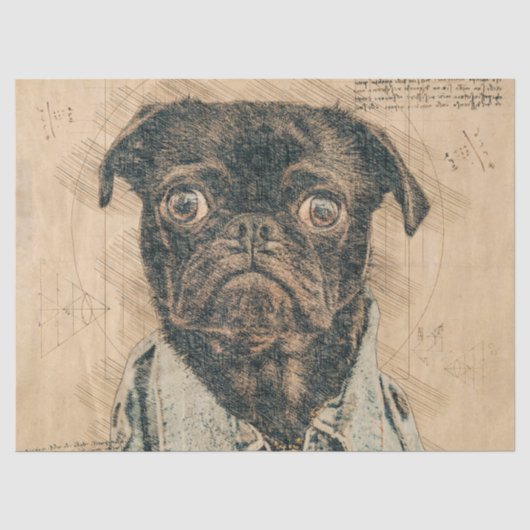 Mops-Dekupagen Seidenpapier (Vorderseite)