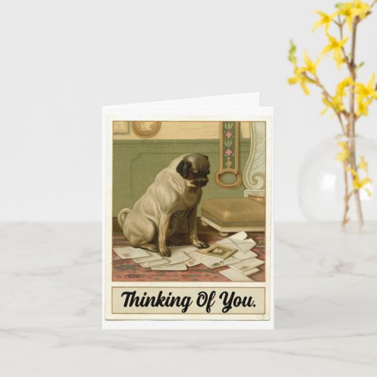 Mops denken Sie an Ihre Karte (Gelbe Blume)