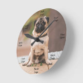Mops der Dog Time Wall Clock Runde Wanduhr (Winkel)