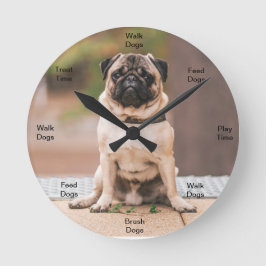Mops der Dog Time Wall Clock Runde Wanduhr