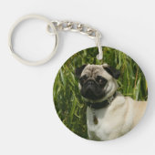 Mops, der Kamera betrachtet Schlüsselanhänger (Vorderseite)