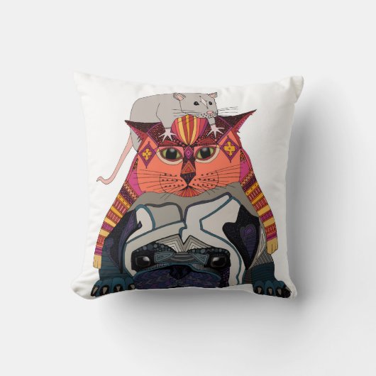 Mops der Maus weiß Kissen (Vorderseite)