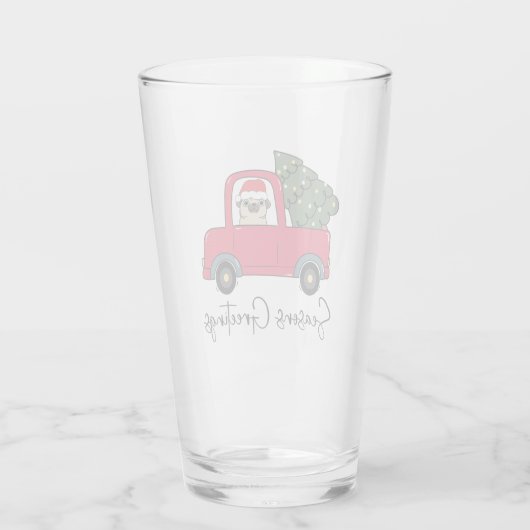 Mops der Weihnachtsfeier mit Weihnachtsbaum Glas (Rückseite)