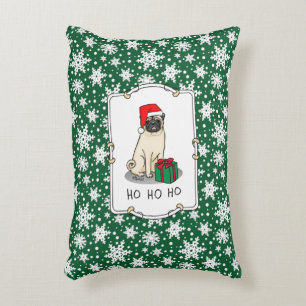 Mops der Weihnachtszeit (helle Weihnachtsmannmütze Dekokissen