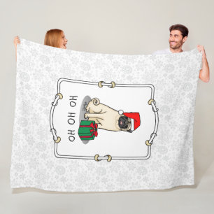 Mops der Weihnachtszeit (helle Weihnachtsmannmütze Fleecedecke