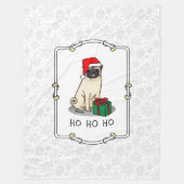 Mops der Weihnachtszeit (helle Weihnachtsmannmütze Fleecedecke (Vorderseite)
