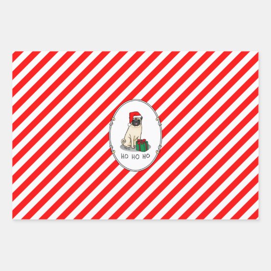 Mops der Weihnachtszeit (helle Weihnachtsmannmütze Geschenkpapier Set (Vorderseite 2)