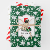 Mops der Weihnachtszeit (helle Weihnachtsmannmütze Geschenkpapier Set (Beispiel)