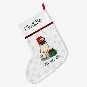 Mops der Weihnachtszeit (helle Weihnachtsmannmütze Großer Weihnachtsstrumpf