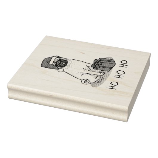 Mops der Weihnachtszeit (helle Weihnachtsmannmütze Gummistempel (Stempel)