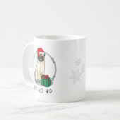 Mops der Weihnachtszeit (helle Weihnachtsmannmütze Kaffeetasse (Vorderseite Links)