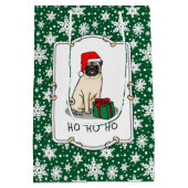 Mops der Weihnachtszeit (helle Weihnachtsmannmütze Mittlere Geschenktüte (Rückseite)