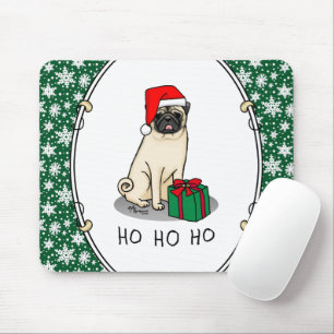 Mops der Weihnachtszeit (helle Weihnachtsmannmütze Mousepad