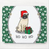 Mops der Weihnachtszeit (helle Weihnachtsmannmütze Mousepad (Vorne)