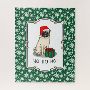 Mops der Weihnachtszeit (helle Weihnachtsmannmütze Puzzle