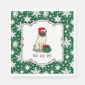 Mops der Weihnachtszeit (helle Weihnachtsmannmütze Serviette (Vorderseite)