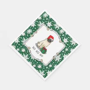Mops der Weihnachtszeit (helle Weihnachtsmannmütze Serviette