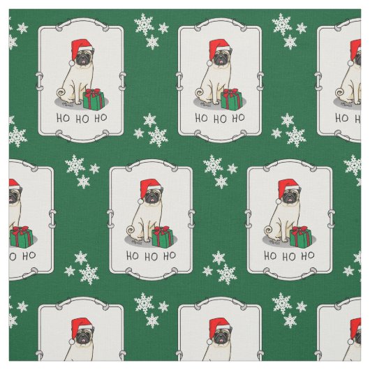 Mops der Weihnachtszeit (helle Weihnachtsmannmütze Stoff (Muster)