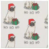 Mops der Weihnachtszeit (helle Weihnachtsmannmütze Stoff (Nahaufnahme)