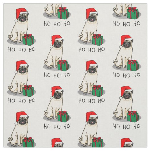 Mops der Weihnachtszeit (helle Weihnachtsmannmütze Stoff (Muster)