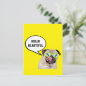Mops, die ein Hydrantenposter lieben Postkarte (Stehend Vorderseite)