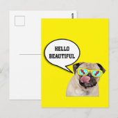 Mops, die ein Hydrantenposter lieben Postkarte (Vorne/Hinten)
