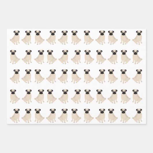 Mops, die Papier als Flachblatt Set von 3 (Vorderseite 2)